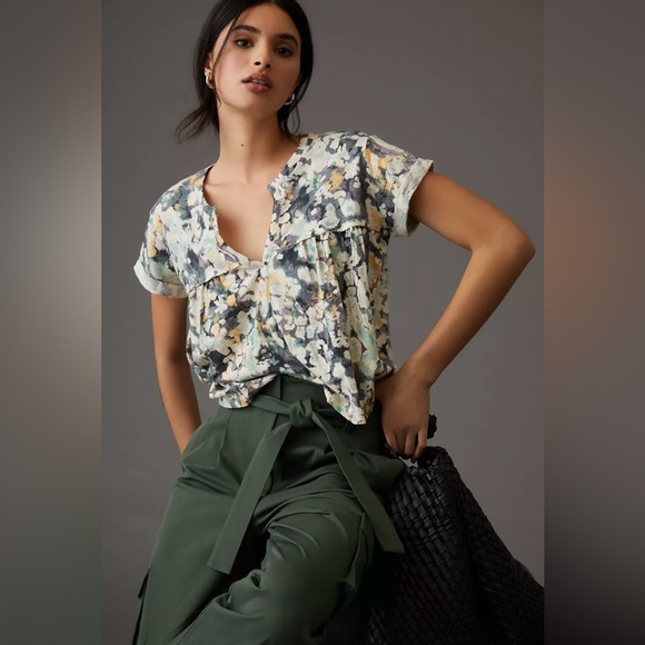 Anthropologie Tops - Pilcro, Babydoll Henley Tee, Size XS